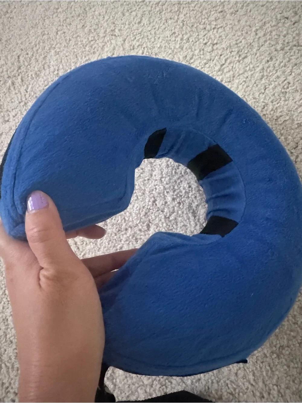 Blue Plush Donut Recovery Collar for Dogs - Comfortable Soft Support